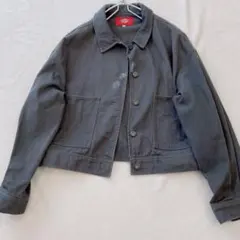 ディッキーズ デニムジャケット ドロップショルダー ブラック ロゴボタン 刺繍
