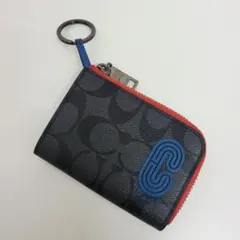 COACH コーチ コインケース 小銭入れ キーリング付 シグネチャー ブラック
