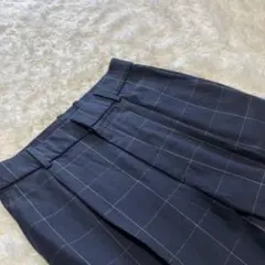 ユニクロ　タックワイドパンツ(チェック) Mサイズ ネイビー