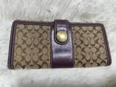 Coach 長財布 ブラウン パープル