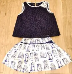 美品☆　べべ　BeBe　100　ノースリーブ　スカート　セットアップ　女の子