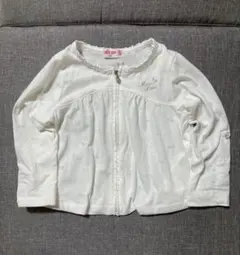 メゾピアノ ロールアップ　リボン柄ブルゾン　ホワイト　100