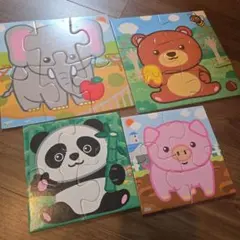 くもん kumon 子供用 動物イラスト ジグソーパズル 4枚セットのサムネイル