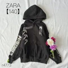 ザラ　ZARA キッズ　スウェットパーカー　マイクラコラボ 黒　【140】