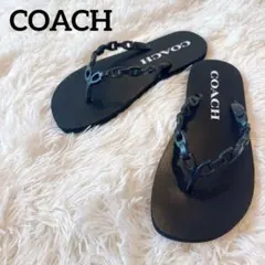 【極美品】コーチ　COACH トングサンダル ブラック ビーチサンダルのサムネイル