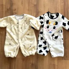 ベビーロンパース　カバーオール　星柄　牛柄　マイクロフリース　ベビー服　新生児