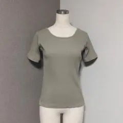 アズールバイマウジー バック レース リブ カットソー カーキ