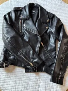 ZARA ブラック レザー ライダースジャケット