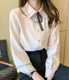 【pumpkin port】リボン付き ブラウス ベージュ M