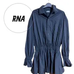 RNA シャツワンピース 黒 M ウエストギャザー レースのサムネイル