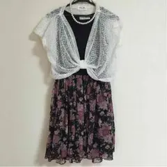 ワンピース レース 花柄 黒 白 ピンク