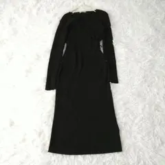 H&Mエイチアンドエム　カシュクール風リブ編み ロングワンピース Mブラック