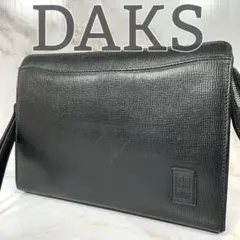 DAKS クラッチバッグ セカンドバック サフィアーノレザー 自立 ブラック