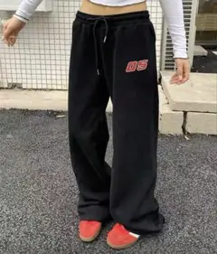 スウェットパンツ　ドロストワイドレッグ レディース