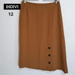 INDIVI ミモレ丈 ボタン付き スリットデザインスカート 12