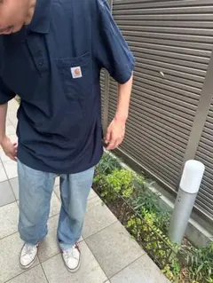Carhartt ポロシャツ　半袖　ネイビー　L