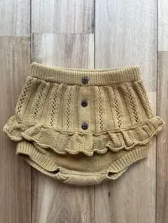 フリル付きマスタードニットパンツ　70〜80㎝