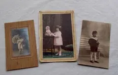 ポストカード 写真カード 3枚 子ども 人形 セピア色 1920年代/K719 ポストカード 写真カード 3枚 子ども 人形 セピア色 1920年代/K719