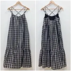 AZUL by moussy キャミワンピース ブラック・ホワイト チェック柄