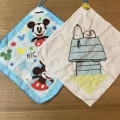 ミッキーマウス・スヌーピー ループ付タオルセット