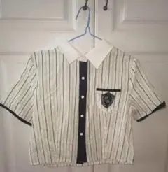 ストライプ セーラーカラー クロップドシャツ