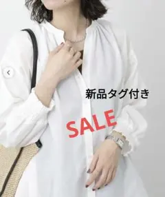 SALE シアーギャザーブラウス サマンサモスモスブルー