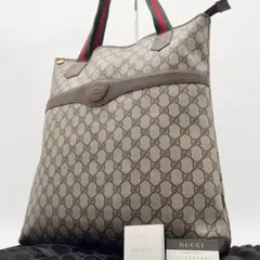 GUCCI GG シェリーライン トートバッグ PVC レザー ブラウン