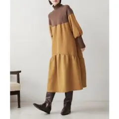 新品タグ付ブージュルード訳あり膨れジャガード柄ＭＩＸニットワンピース定価9900