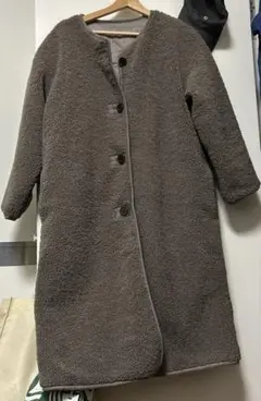 【中古】リバーシブル　コート　モカ