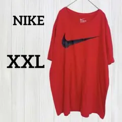 超希少【XXL】NIKE ビッグロゴ Tシャツ レッド スウッシュ ゆるだぼ