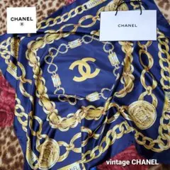 vintage CHANEL goldchain scarf　美品　ノベルティのサムネイル