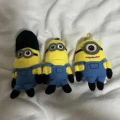 ミニオン ぬいぐるみ 3体セット ストラップ付き ぬいぐるみキーホルダー