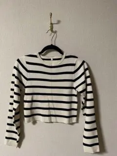 ストライプ クロップドニット 長袖