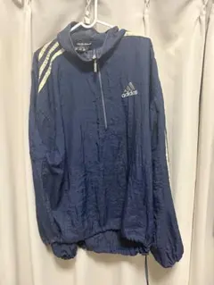 adidas ナイロンジャケット ハーフジップ ネイビー Mのサムネイル