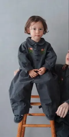 softcheese チャイナジャケット・パンツ　セット　ブラック 110