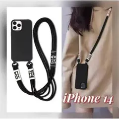 iPhone14 ショルダーストラップ iPhoneケース ブラック