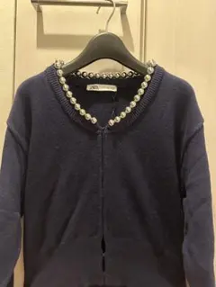 ZARA ネイビー Vネックセーター L