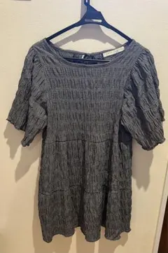 RayCassin チェック レディース トップス リボン 黒 半袖 ワンピース