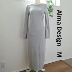 Alma Design リブタイトロングワンピース グレー M