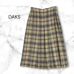 DAKS ダックス チェック柄 プリーツスカート ベージュ M相当　ミモレ丈のサムネイル