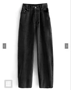 GRL カーブデニムパンツqu01 ブラック Lサイズ