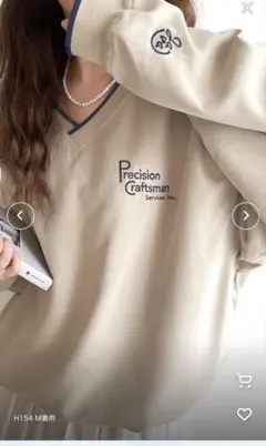 JAVA ジャバ　メンズライク　リブラインロゴ刺しゅうプルオーバー