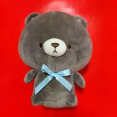 くま ぬいぐるみ 水色リボン付き