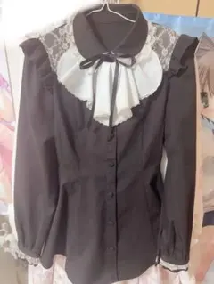 Secret honey レースヨークラッフルタイ長袖セットアップ