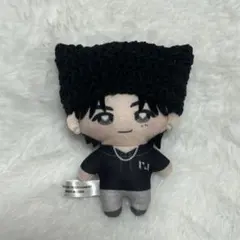 ぬい服 猫耳帽子　ねこみみ　ニット帽　ちびぐるみ　編み物　黒　ブラック　かぷっこ