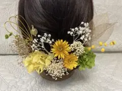 髪飾り　イエロー 緑 金 B-108 卒業式髪飾り　結婚式髪飾り　前撮り