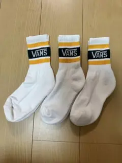 VANS ホワイト 25-27 新品 ストライプソックス 3足セット