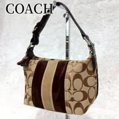 【美品】コーチ アクセサリーポーチ シグネチャー ハンドバッグ バニティ