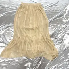 ベージュ フリルロングマーメイドスカート