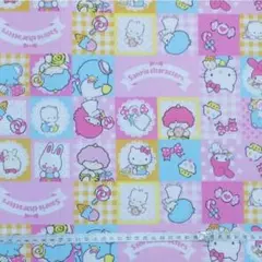 サンリオ　キャラクターズ　パッチワーク柄　生地　はぎれ　ゴロピカドン　キティ